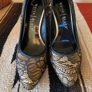 White House Black Market Lace Black Pumps
